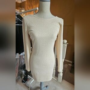 Elegant Cream Long Sleeve Dress